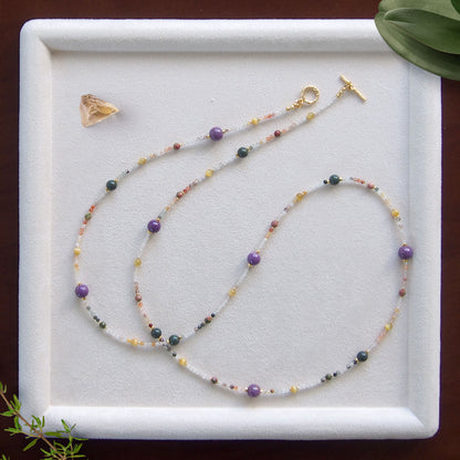 Phosphosiderite, Alxa Agate, Unakite, Tiger’s eye Necklace- Completeness