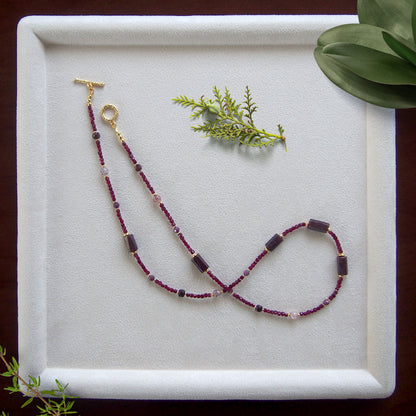 Garnet, Strawberry Quartz, Ruby(Opaque), Red Corundum(Synthetic) Necklace- Love