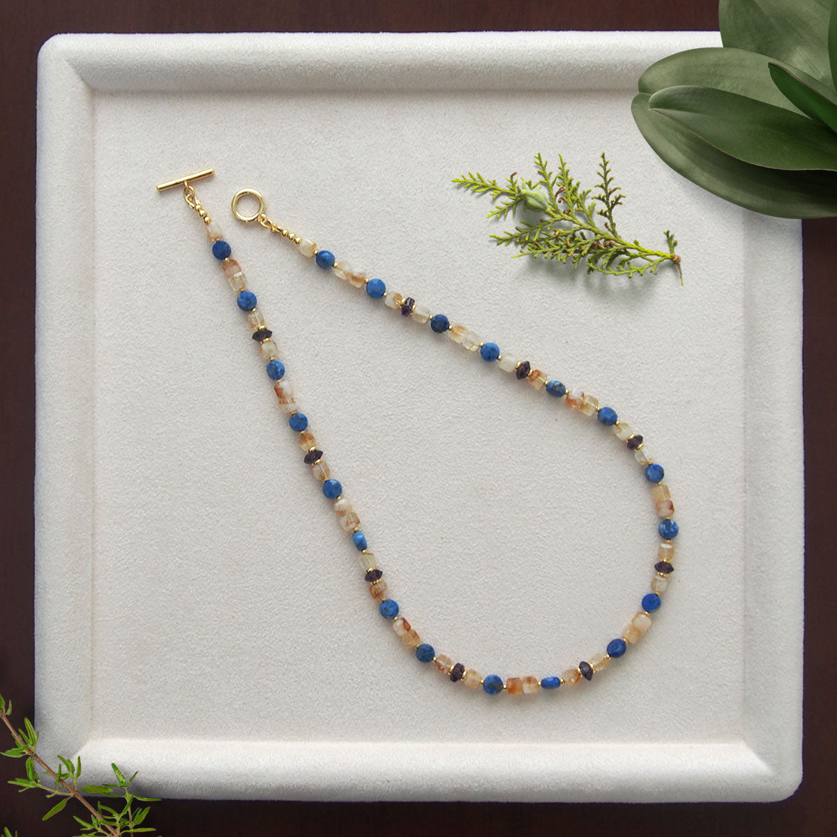 Amethyst, Lapis lazuli,  Citrine Necklace-Starry Night