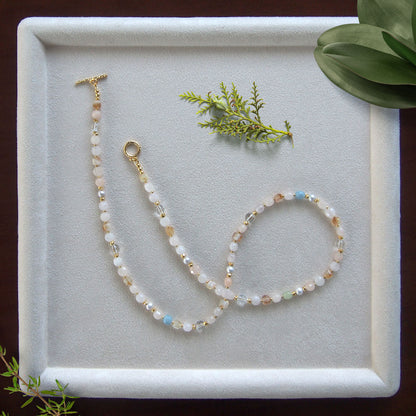 Rock Crystal, Beryl, Citrine, Pearls Necklace- Hope