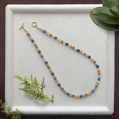 Smoky Quartz  Lapis lazuli  Citrine Necklace-Starry Night