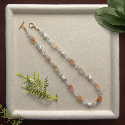 Agate, Rock Crystal, Dumortierite Quartz Necklace- Source