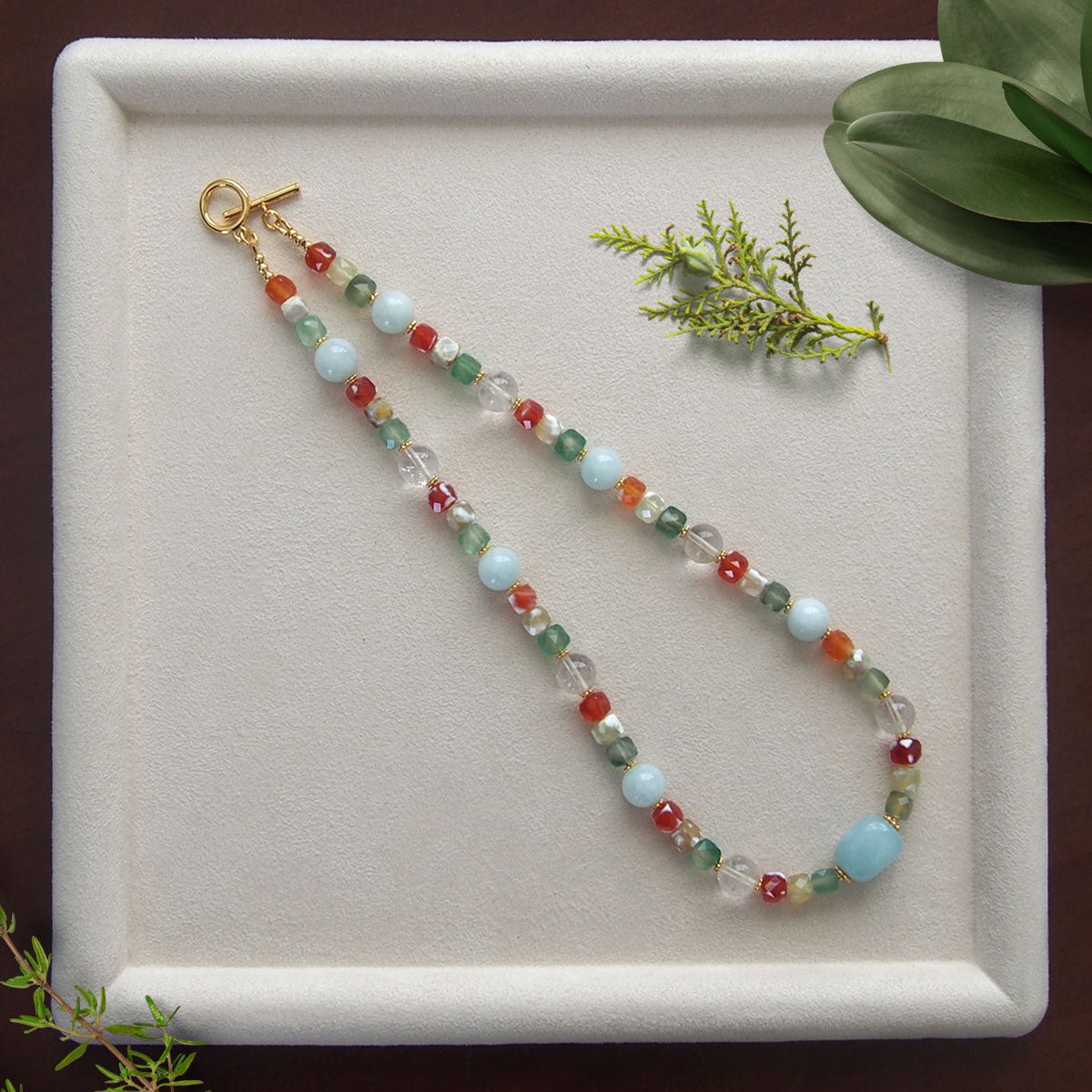 Beryl,  Rock crystal,  Agate Necklace- The Young at Heart