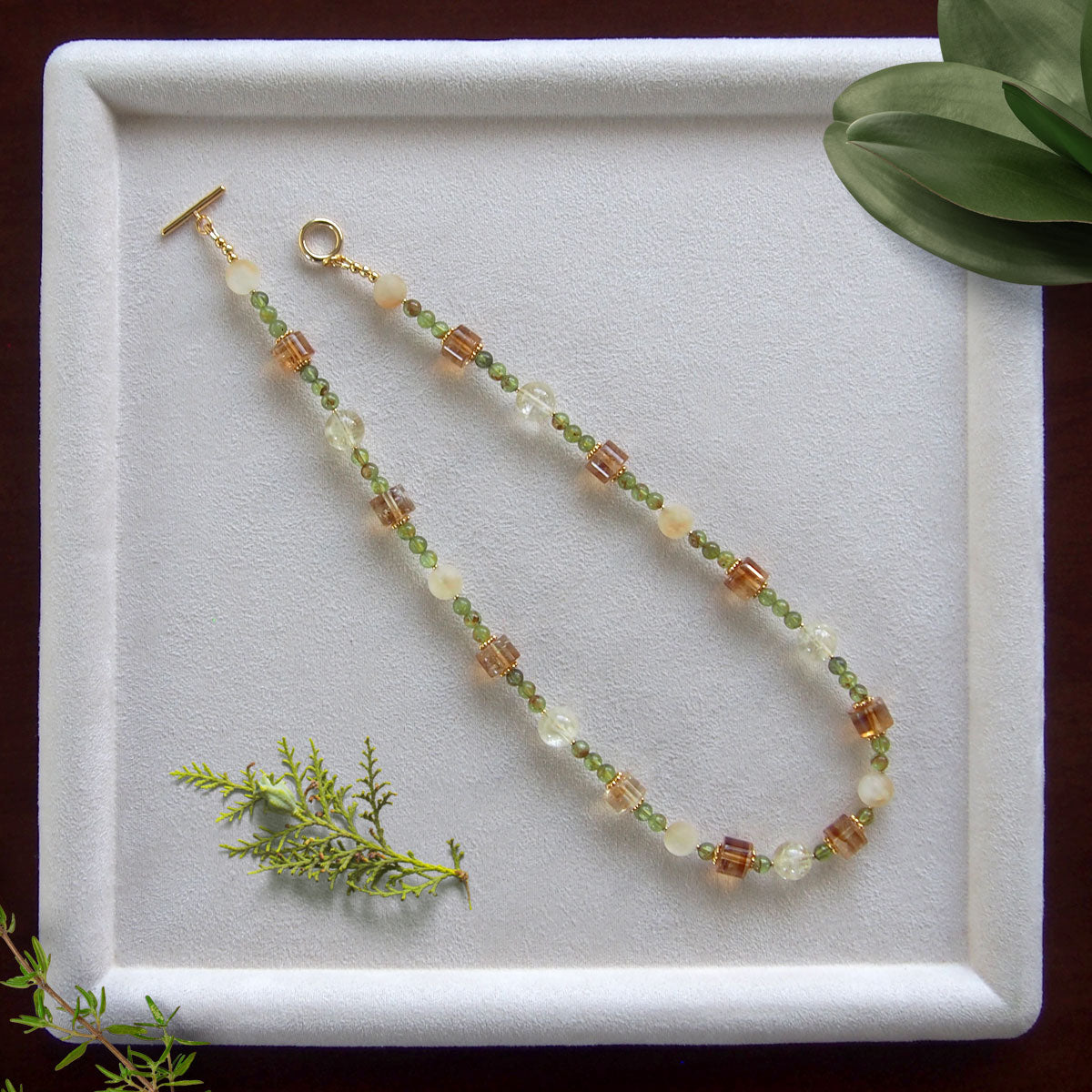 Citrine, Garnet(Green) Necklace-Vitality
