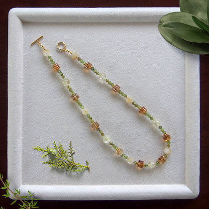 Citrine, Garnet(Green) Necklace-Vitality