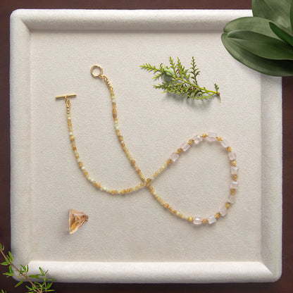 Rose Quartz, Tiger’s eye, Common Opal Necklace-Energy