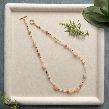 Aventurine, Citrine, Sunstone Necklace- Sunset