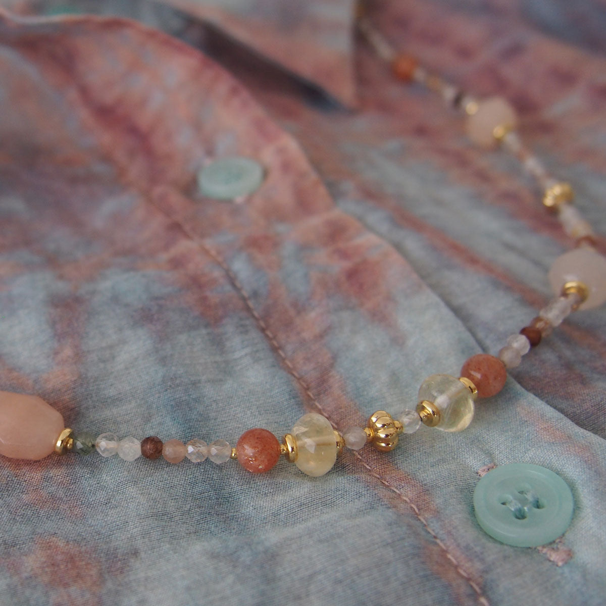 Aventurine, Citrine, Sunstone Necklace- Sunset