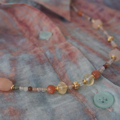 Aventurine, Citrine, Sunstone Necklace- Sunset
