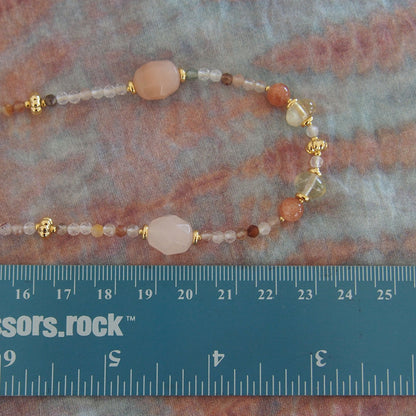 Aventurine, Citrine, Sunstone Necklace- Sunset