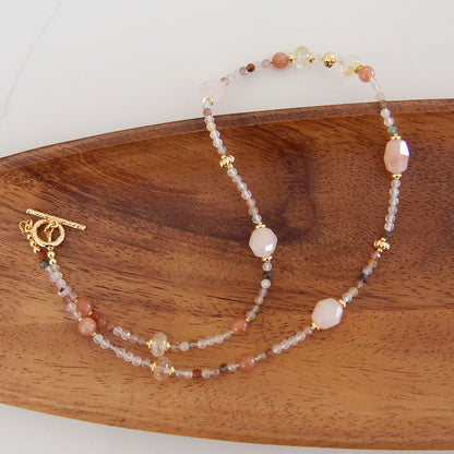 Aventurine, Citrine, Sunstone Necklace- Sunset